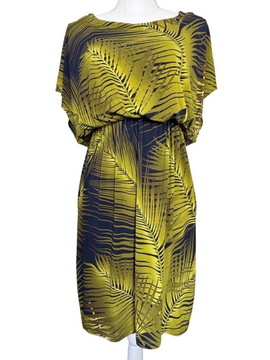 Valerie Bertinelli Dresses & Skirts - Valerie Bertinelli Womens Tropical Palm Print Dress 8 Yellow & Black Travel
